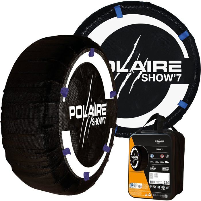 Chaînes textiles à neige - POLAIRE - SHOW 7 - Tissu breveté renforcé - Compatible 4x4/VUL/SUV - Boîte & gants