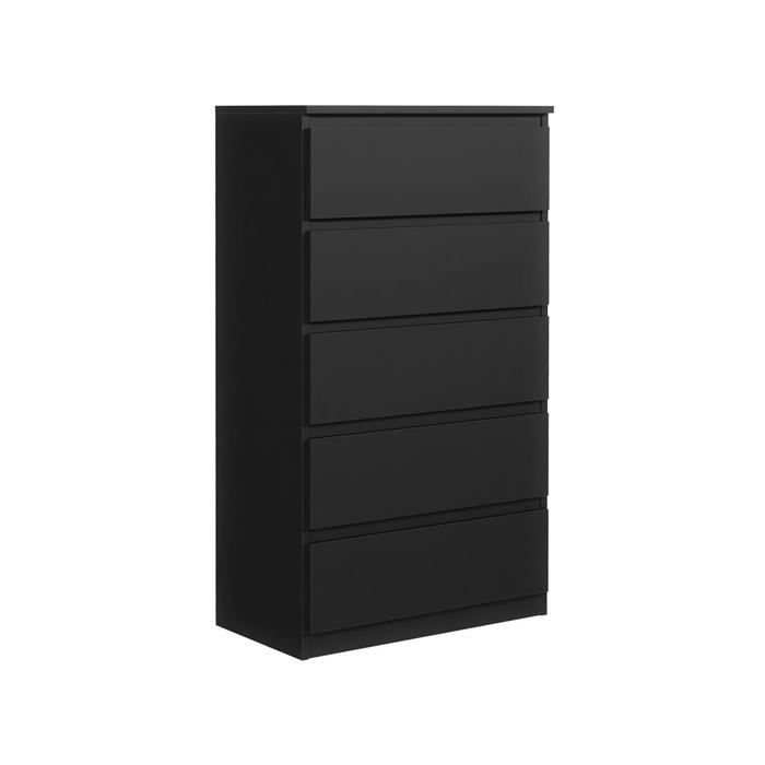 Commode 5 tiroirs - Meblocker - Meuble de Rangement Spacieux - Salon Bureau chambre à couche & enfant - Noir