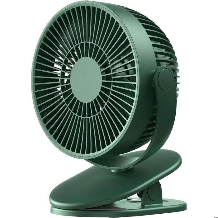 Mini Ventilateur à Pince Petit Ventilateur USB avec Batterie Rechargeable de 4000mAh 4 Vitesses Max 14 Heures - Vert Foncé - Zentronis