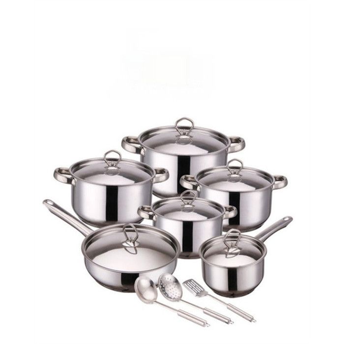 Batterie de cuisine 15 pièces -Poêles-Poêles-Casseroles- 3 accessoires-SONOOK®-Tous feux dont induction - Acier inoxydable