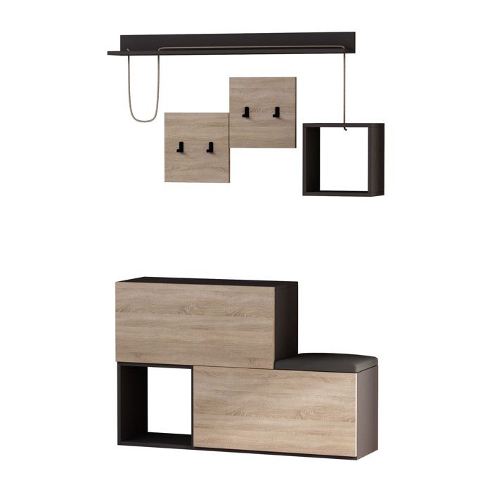 Meuble dentrée en bois Holdon - 120 x 32 x 78 cm - Gris anthracite Meuble dentrée en bois Holdon - 120 x 32 x 78 cm - Gris anthracite