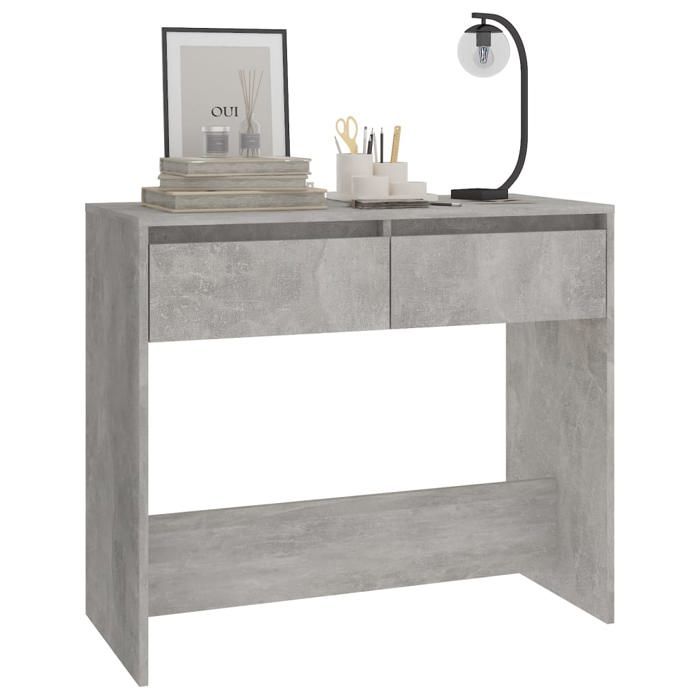 Table console Meuble dEntréeVIDAXL，Petit Bureau gris béton 89x41x765 cm bois dingénierie 7_5201852