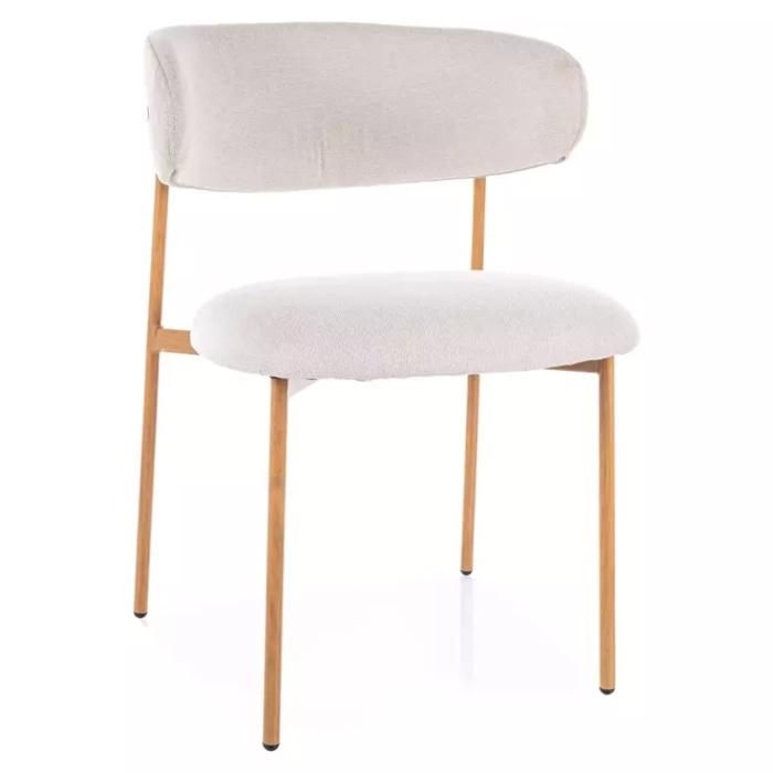 Chaise - Meubles&Design - Chaise tissu beige pieds métal chêne forme douce et naturelle JULIAZ Chaise - Meubles&Design - Chaise tissu beige pieds métal chêne forme douce et naturelle JULIAZ