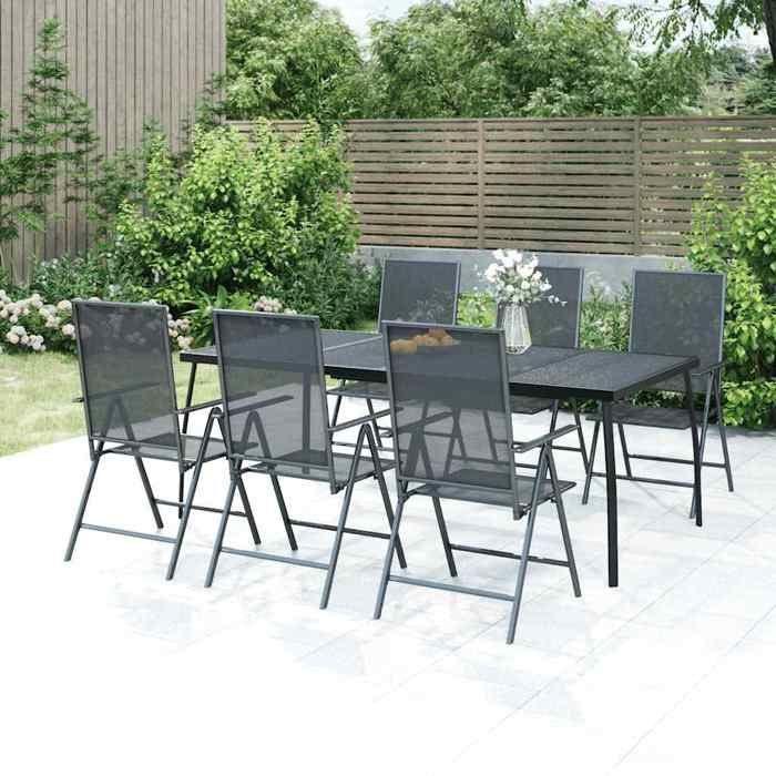 Soldes printemps Table terrasse - Anthracite - Table de jardin - 1 PC - anthracite 200x100x72 cm Treillis dacier T240