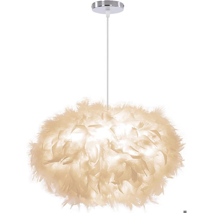 iDEGU Moderne Lustre Suspension Luminaire en Plume 45cm Blanc
