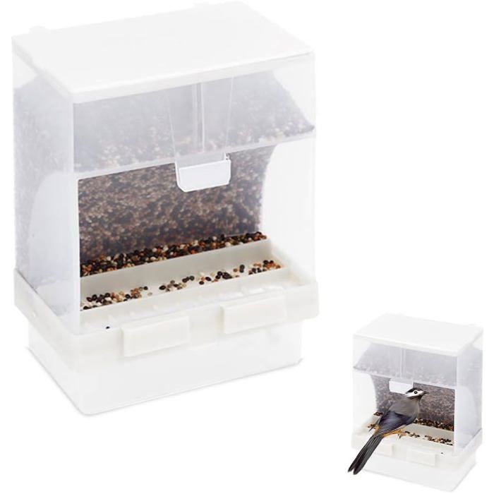 Comparer les prix de Mangeoire automatique pour oiseaux récipient de nourriture à graines suspendu Transparent pour perruche canari calopsitte