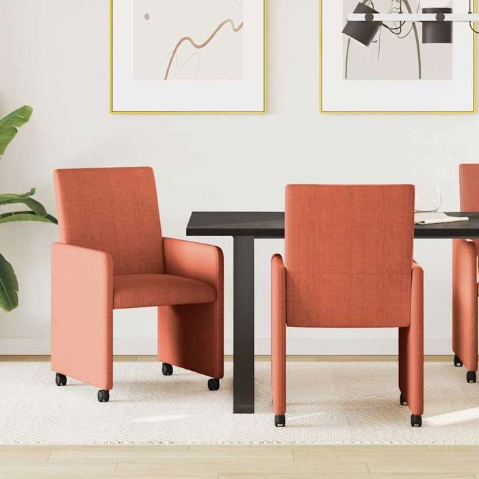 2 pcs Chaises de cuisine Orange - Magnifique Chaises de Salle à mangerClassiquePour salon avec Roues  Rouge orange4988