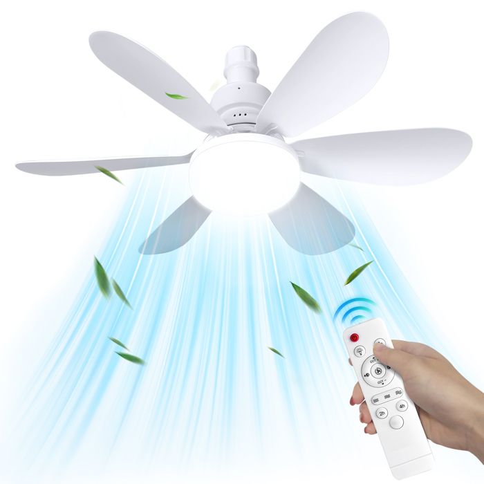Ventilateur de plafond à 6 pales LED - 3 vitesses - 3 couleurs Intensité variable - Minuteur - Silencieux - Plafonnier - 30W/42cm