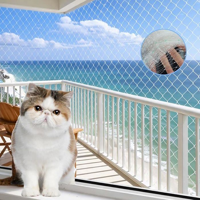 Filet de Protection Chat en Nylon 8 x 3 m Filet Chat Balcon Protection Fenetre Chat Filet Protection Chat pour 8x3m Blanc