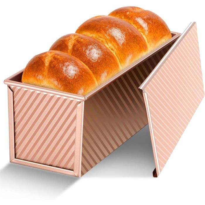 Moule à Pain de Mie avec Couvercle 33x12 cm Acier Carbone Antiadhésif 1 kg pour Pain Maison Brioche et Cuisson de Pâtisseries