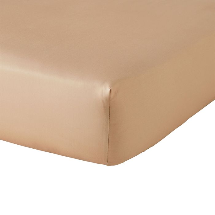 Drap housse uni en satin de coton HEURE DORÉE - A demain - 90 x 190 cm - Beige