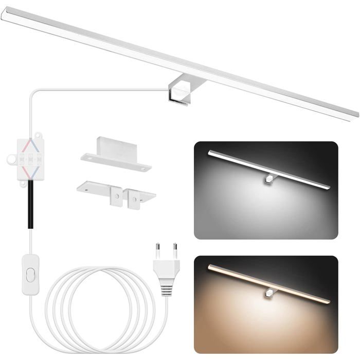 Lampe de miroir de salle de bain LED 18W 80cm Double température de couleur 4000K/6000K 2000 LM Spot salle de bain étanche IP44