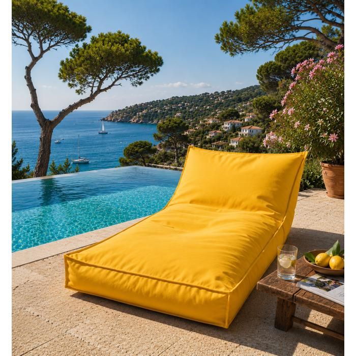 Matelas bain de soleil transat uni jaune Matelas bain de soleil transat uni jaune