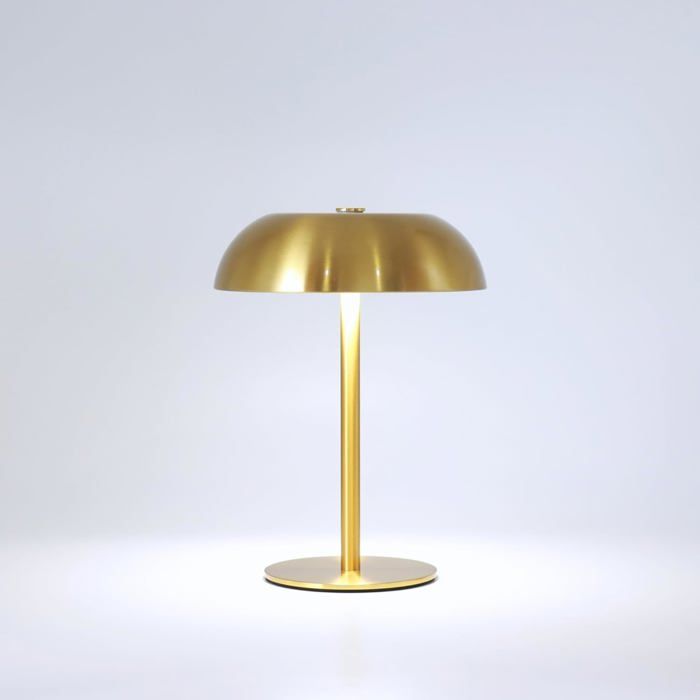 Lampe de table LED champignon - PZCC - Modèle 8 46 - Batterie 1200mAh - 3 températures - Dorée
