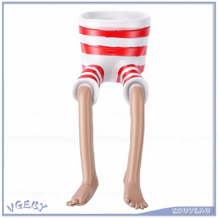 Duokon Planteur Pot de Fleurs en Forme de Corps Humain en Résine avec Jambes Amusantes - Short rayé Rouge et - jardin outils