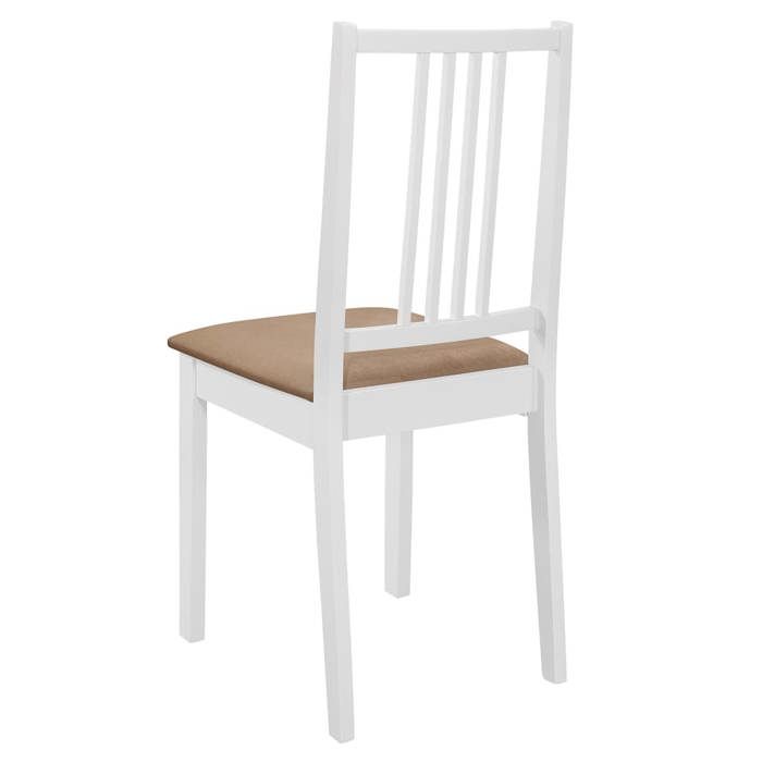 6 pcs Chaises à dîner avec coussins Blanc Bois solide_2 ans garantie_15673