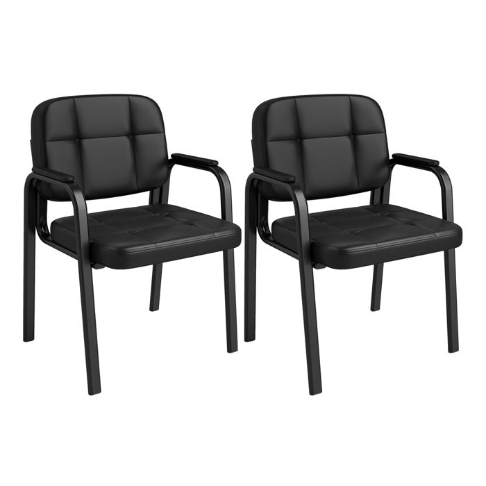 COSTWAY Lot De 2 Chaises De Réunion Noires Revêtement PVC Cadre Métallique Charge 150kg Dim 55x59x81 5cm Bureau Salle Dattente COSTWAY Lot De 2 Chaises De Réunion Noires Revêtement PVC Cadre Métallique Charge 150kg Dim 55x59x81 5cm Bureau Salle Dattente