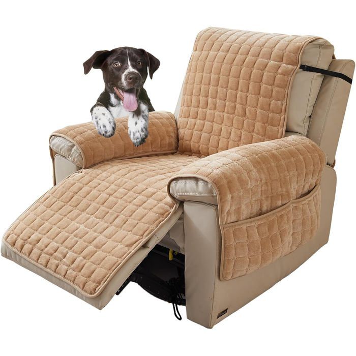 Housse de Fauteuil Relax Electrique 1 Place Housse pour Fauteuil Inclinable Protege Fauteuil Protection (Beige 1 Place (53 * 190cm))
