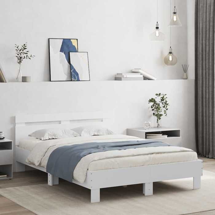 ELORAN Lit double，Lit adulte - Cadre de lit - sans matelas - blanc - 120x200 cm - 2 personnes 31350