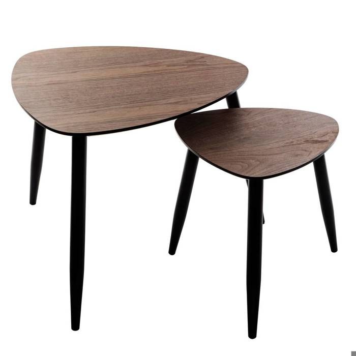 Lot de 2 tables à café gigognes Mileo noyer L40/60cm - Atmosphera Créateur dintérieur