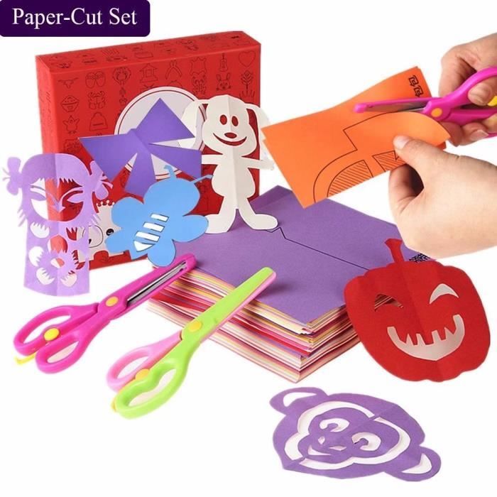 Pwshymi Ciseaux coupe-papier Pwshymi Ciseaux à papier pour enfants 6pcs  Ciseaux à Bords de Papier de Sécurité en bureau cahier