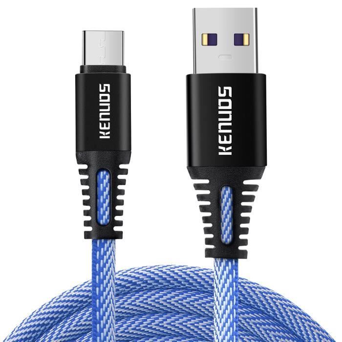 Câble Charge Rapide 3-en-1 TOPK 1,2m - USB-C, Micro-USB, Lightning, 3A, Nylon, Pour Tous Téléphones