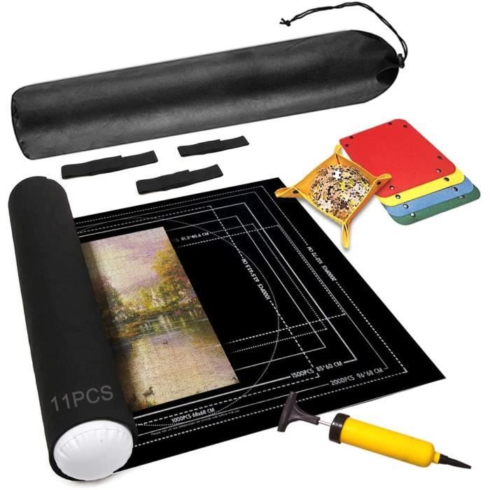 Tapis De Puzzle Enroulable 2000 Pièces – Feutre Noir, 4 Bacs De Tri, Sac De Transport – Convient Adultes Enfants