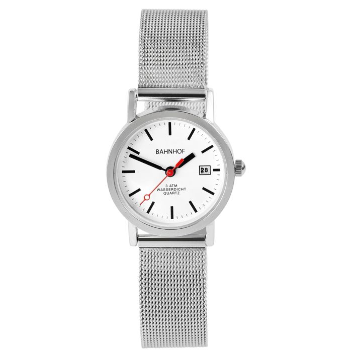 Montre - Bahnhof Femme - Boîtier 26 mm - Maille milanaise acier - Étanchéité 3 ATM