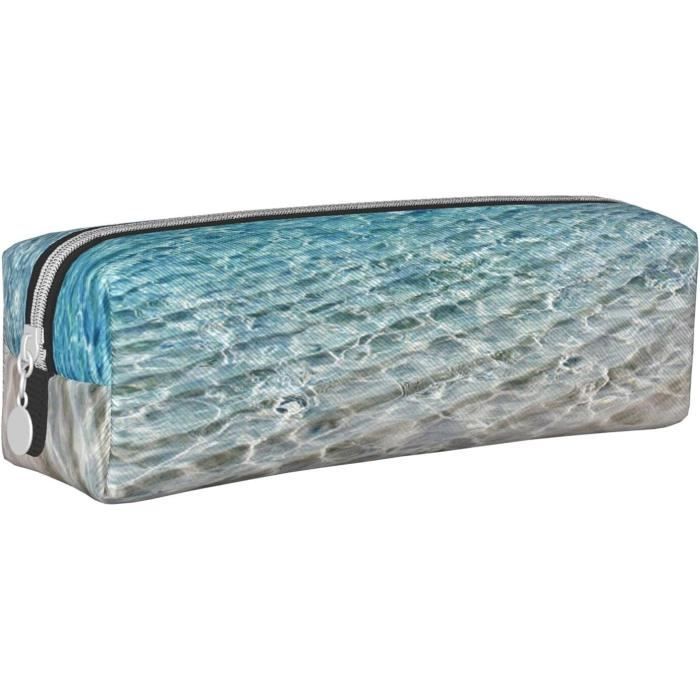 Trousse à Crayons En Cuir Motif Lune Et étoiles - 21x5x5,5 Cm, Zippée, Fine Et Légère, Pour école, Bureau Ou Voyage