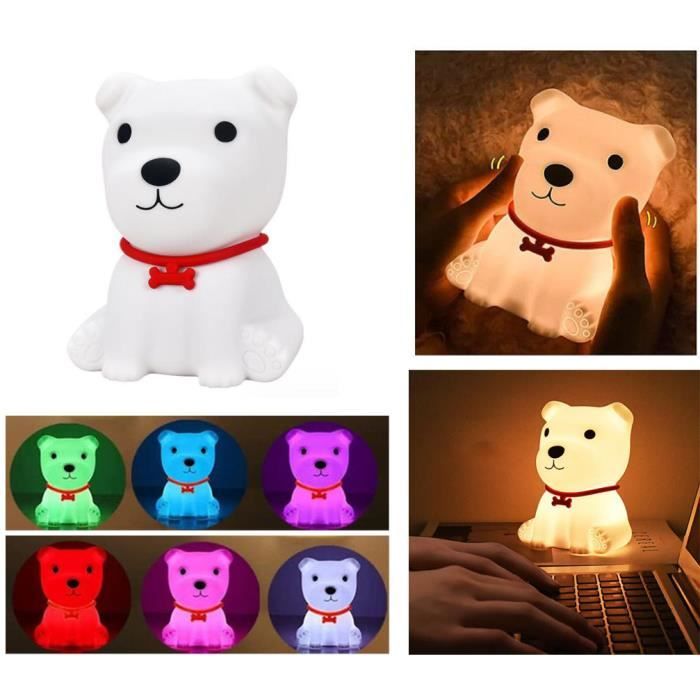 Veilleuse bébé veilleuse en Silicone rechargeable Portable Lampe de Chevet forme chiot de noël décoration de chambre denfant blanc