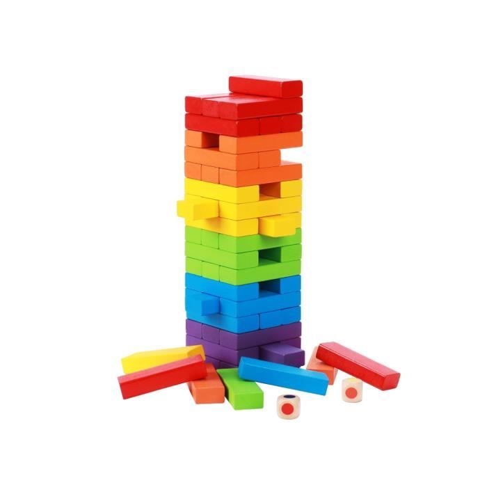 Puzzle 3D Tetris En Bois - 42 Blocs Colorés + 10 Cartes - Jeu Éducatif Montessori - Cadeau Enfants/Adultes