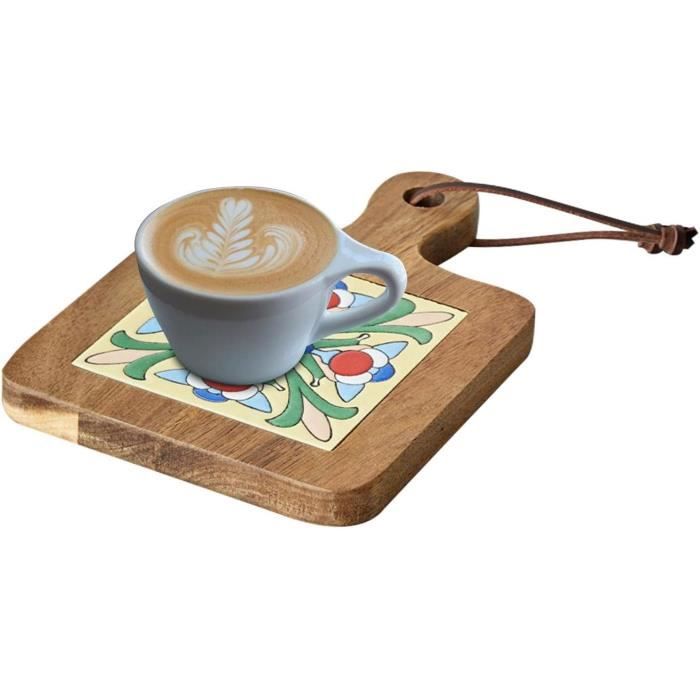 Dessous de plat avec base en bois de bambou et céramique à motifs siciliens Cuorematto 14 cm