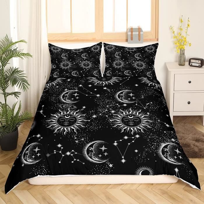 Parure Soleil Et Lune Housse De Couette Boho Parure De Lit Exotique 140X200Cm Housse De Couette