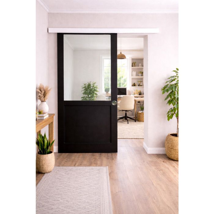 Porte Coulissante Atelier Blanc H204 x L73 sans meneau + ser