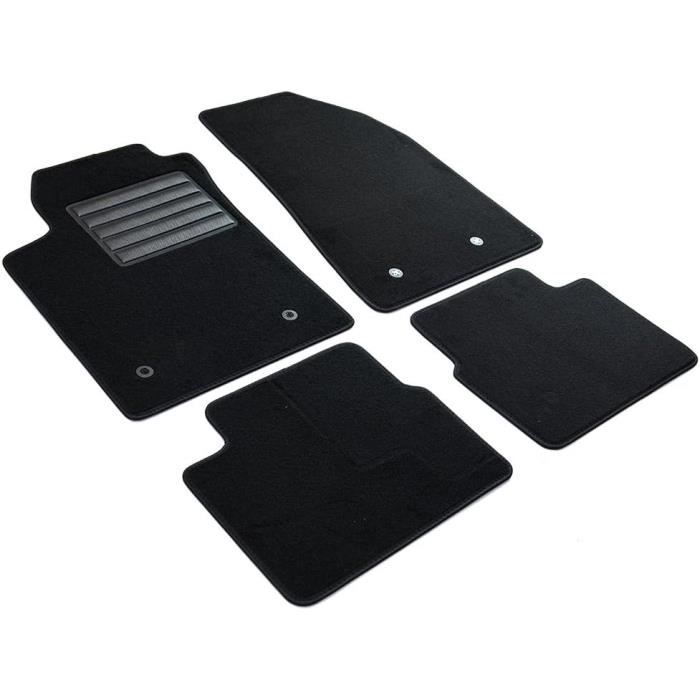 Tapis De Sol MTM SP-4904 Sur Mesure Pour Fiat 500X 2015 | Velours Noir | 4 Pièces | Antidérapant