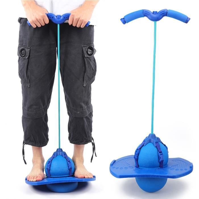 Balle de saut pour enfants - REN - Bleu - 38x26cm - Pédale antidérapante - Corde de traction