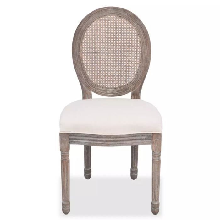 chaises de salle à manger - kai - lin et rotin - crème - campagne - lot de 4