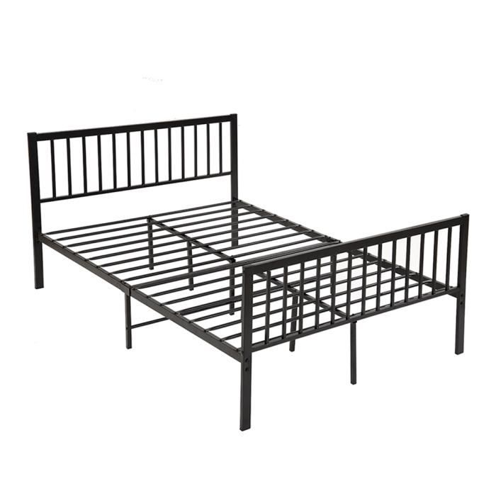 Liberte Lit En Metal Noir 120 X 190 Cm Cdiscount Maison