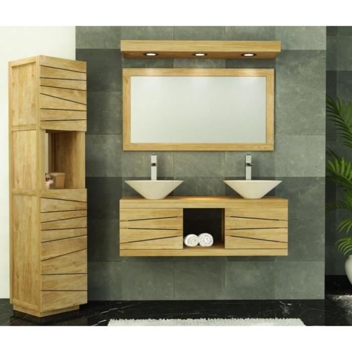 Meuble De Salle De Bain Brehat L120 En Teck Cdiscount Maison