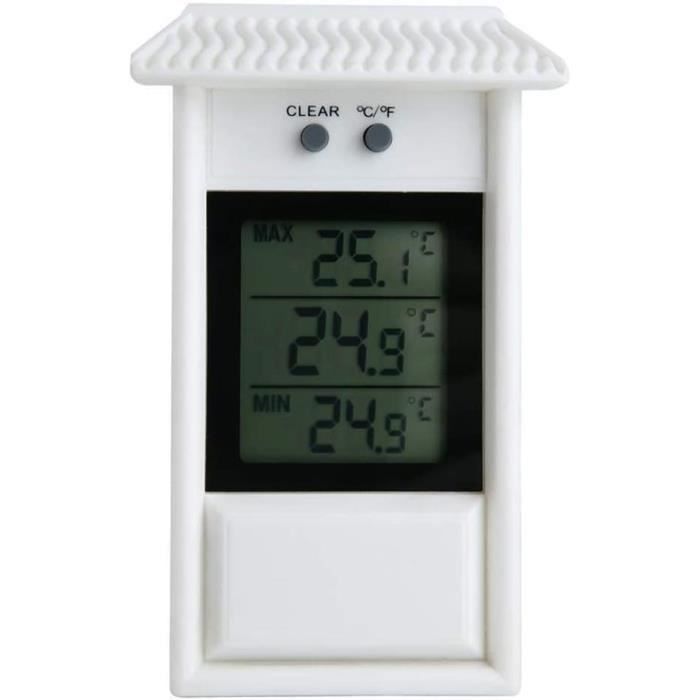 Thermomètre Numérique étanche Pour Frigo - Grand écran LCD, Mémoire Min/max, Plage -20°C à 50°C, Crochet - 5