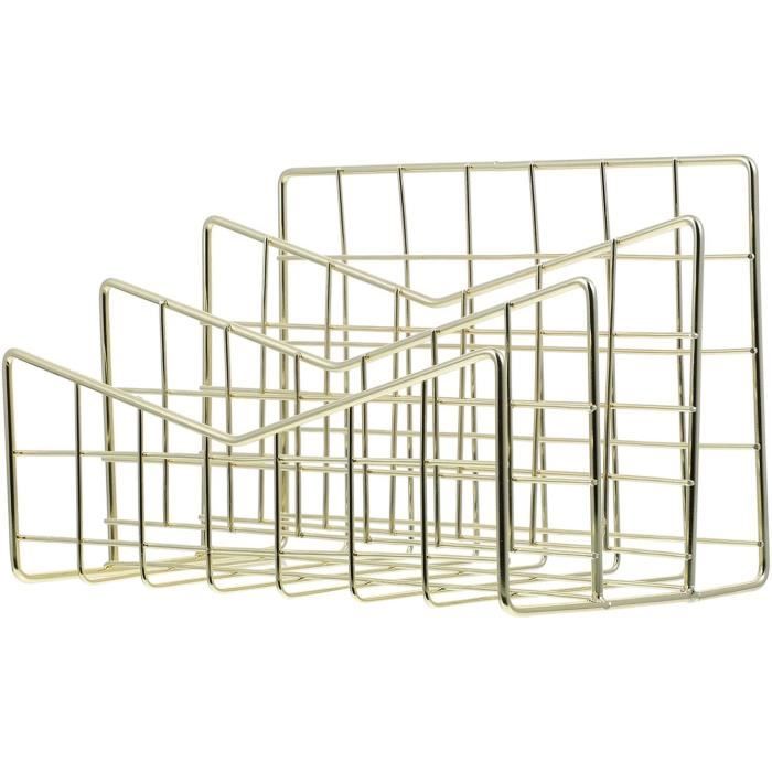 Porte-Livres Bois JINT - Organisateur Bureau 30,5x15x17cm - 4 Compartiments Pour CD, Revues