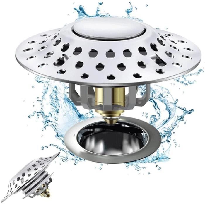 Bouchon De Baignoire SDwfxd - Filtre à Cheveux Réglable En Laiton - 72 Mm - Inclus Brosse De Nettoyage