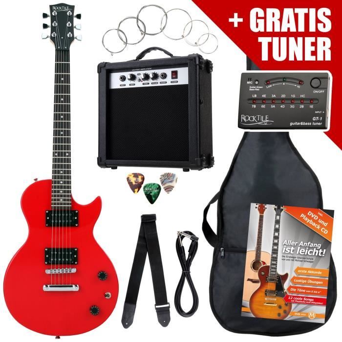 Rocktile L-Pack guitare électrique Red incl. ampli, housse, accordeur, câble, sangle