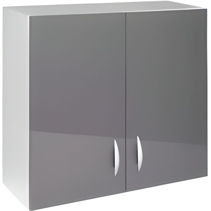 Meuble cuisine haut 80 cm 2 portes OXANE gris - Cdiscount Maison