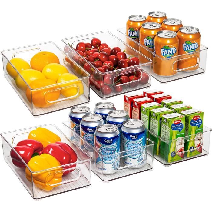 Lot De 6 Organisateurs Frigo Empilables Mkitnvy - Rangement Cuisine Transparent 3 Tailles