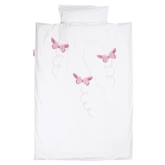 Taftan Housse De Couette 100 X 135 Cm Papillon Pour Bebe Rose Bebes Puericulture Cdiscount Maison