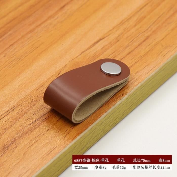 Brun - Poignée de meuble nordique en cuir artificiel écologique, disponible en 9 couleurs, en argent, idéale
