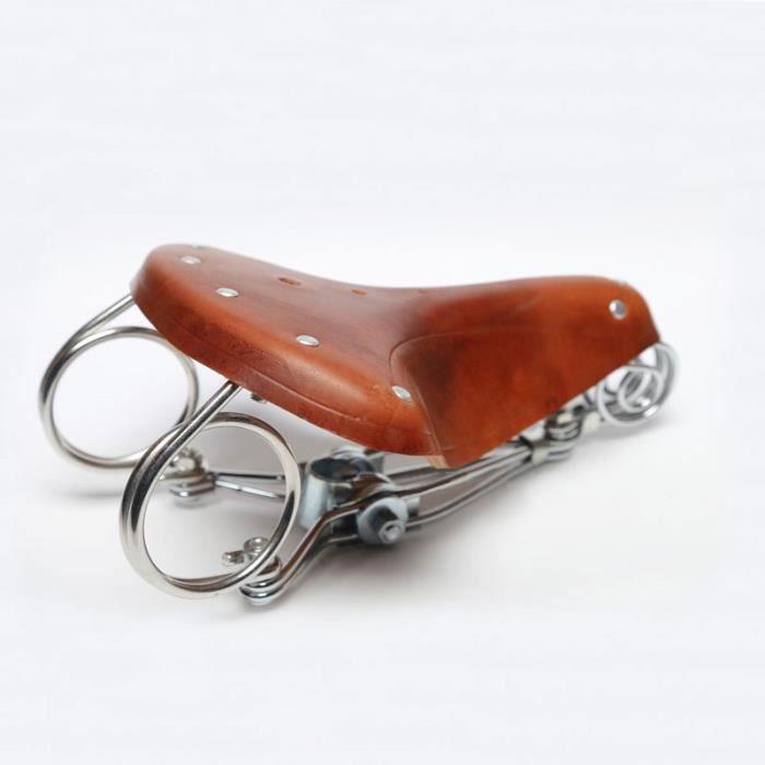 Selle De Vélo Rétro Cuir Marron - Large, à Ressorts, Universelle