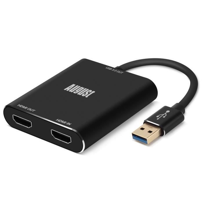 Carte Acquisition Vidéo HDMI USB Boitier Capture Streaming Gaming - August  VGB500 - Full HD 1080p 60fps - PC Mac PS5 PS4 Xbox Switch