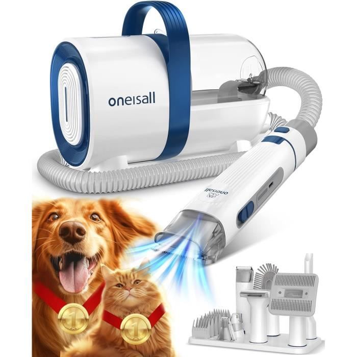 Comparer les prix de Aspirateur poil de chien, Professionnelle Tondeuse Chien, 12000 Pa Aspirateur Poil de Chien Chat avec 7 Outils de Toilettage, 1.5L